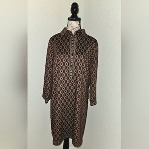 Max Studio Burgundy Patterned Long Sleeve Dress